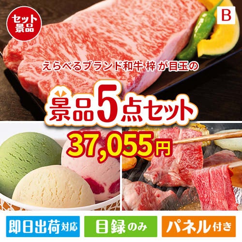 えらべるブランド和牛　梓が目玉の実用性とご褒美感を兼ね備えた景品5点セットB