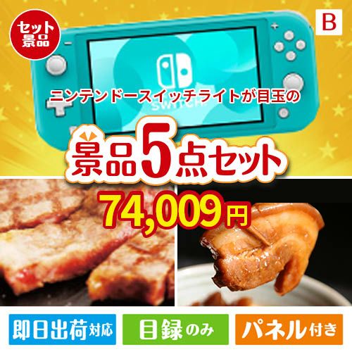 ニンテンドースイッチライトが目玉の本格グルメとスイーツが詰まった景品5点セットB