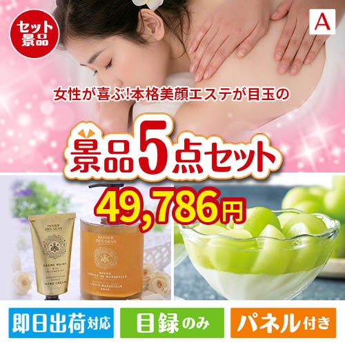 女性が喜ぶ景品づくし！えらべる本格美顔エステ 5点セットA