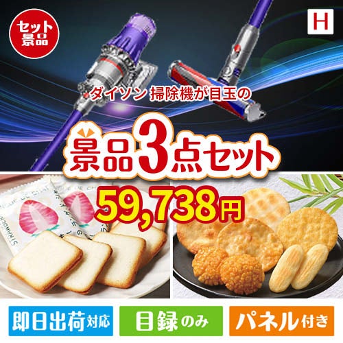 ダイソン掃除機が目玉の幅広い世代に喜ばれる人気お菓子景品3点セットH