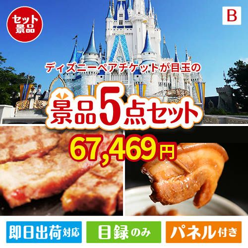 ディズニーペアチケットが目玉の本格グルメとスイーツが詰まった景品5点セットB