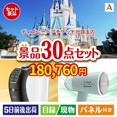 ディズニーペアチケットが目玉のオールジャンルの景品が揃う万能景品30点セットA