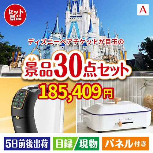 ディズニーペアチケットが目玉のオールジャンルの景品が揃う万能景品30点セットA