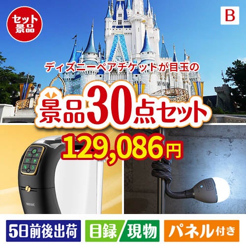 ディズニーペアチケットが目玉のバリスタでカフェ気分を満喫できる景品30点セットB