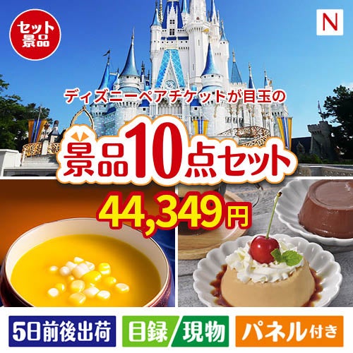 ディズニーペアチケットが目玉の便利で嬉しい景品10点セットN