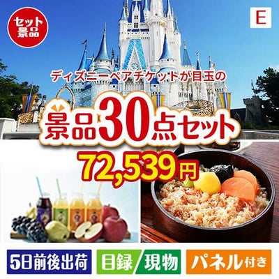 ディズニーペアチケットが目玉の癒しの時間を楽しめる景品30点セットE