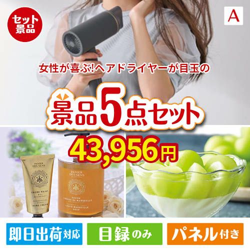 女性が喜ぶ景品づくし！ヘアドライヤー 5点セットA