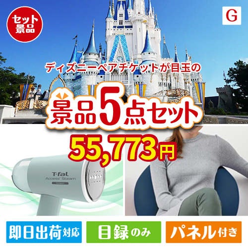 ディズニーペアチケットが目玉のお肉＆実用アイテムが揃う景品5点セットG