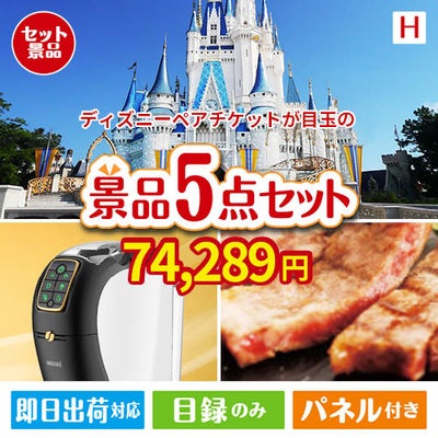 ディズニーペアチケットが目玉のスイーツやカフェタイムを楽しめる景品5点セットH
