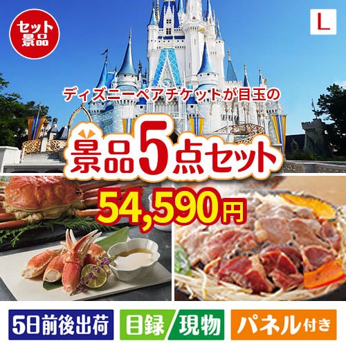 ディズニーペアチケットが目玉の家族が喜ぶ景品5点セットL