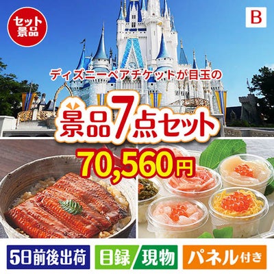 ディズニーペアチケットが目玉の和食もスイーツも楽しめる大満足の景品7点セットB